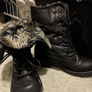 Steve Madden Black Combat Boots